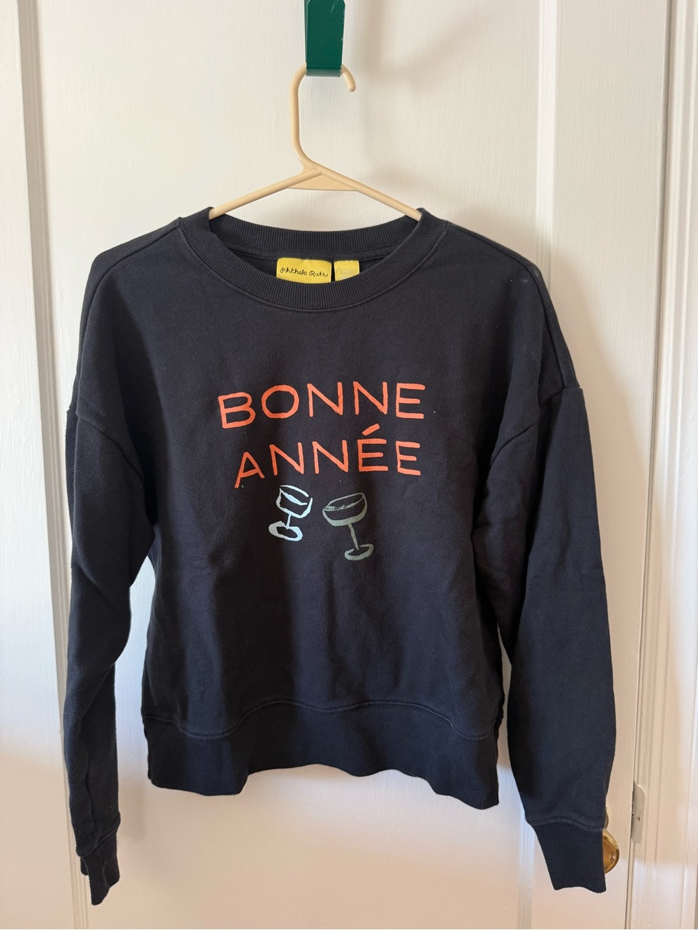 Maeve Black 'Bonne Année' Graphic Crewneck with Coral Script